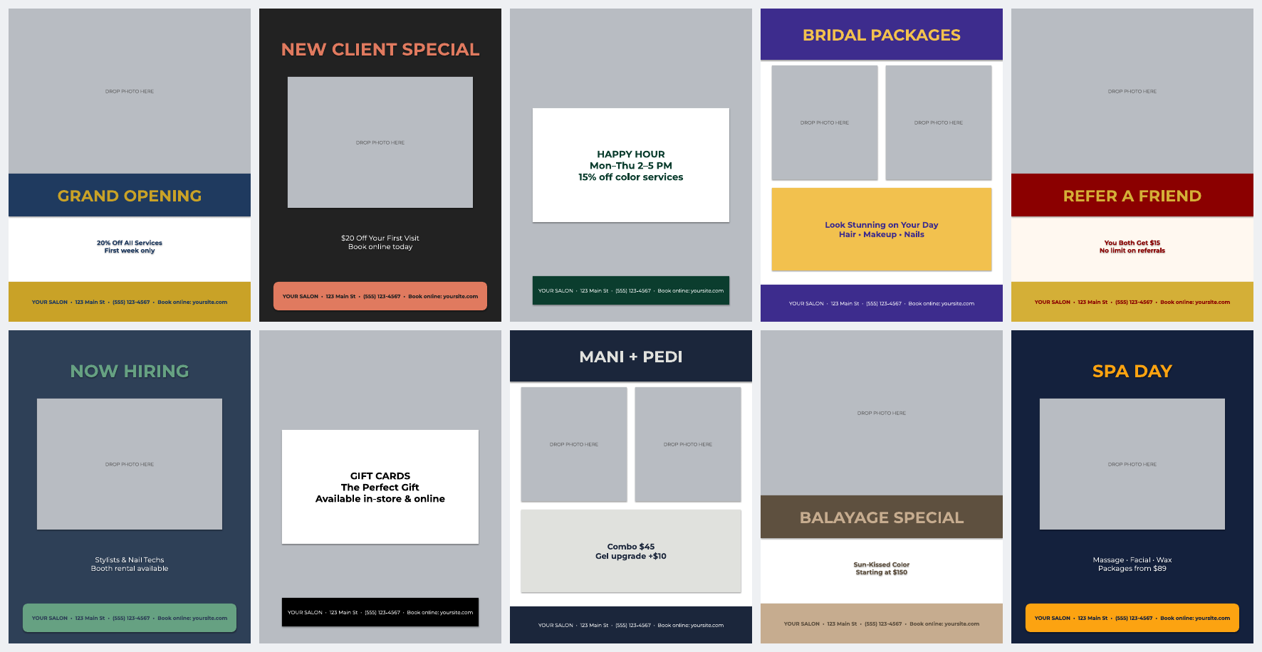 Salon & Spa Flyer Templates – 12 Editable Promo Flyers for Hair, Nail & Beauty Salons (Canva/PowerPoint)